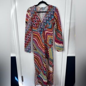 Zara Colorful Zigzag Long Sleeve Dress